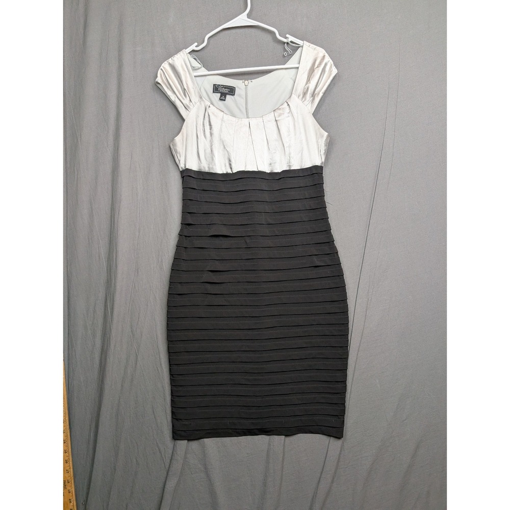 Dress Barn Women's Cocktail Dress, Black & Light Gray Silk Top Size 10